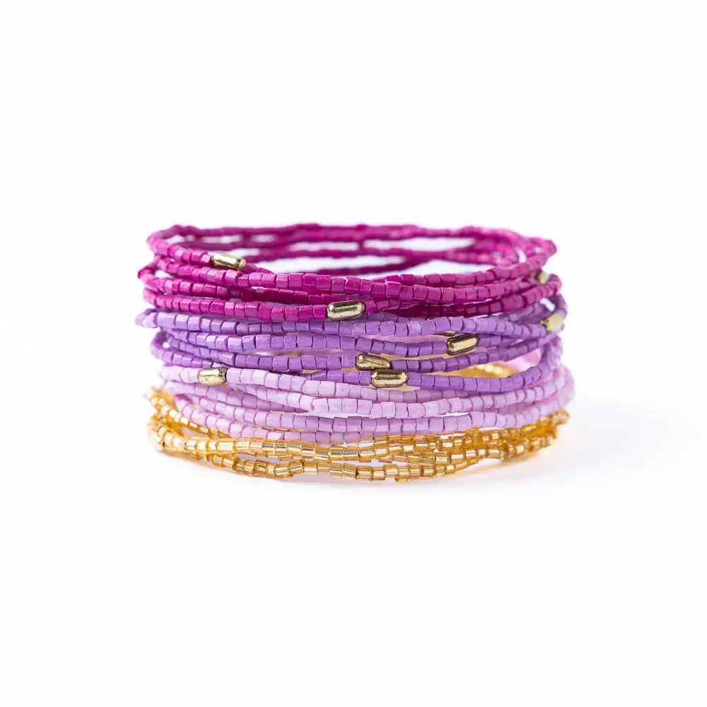 Chelsea Stacked Beaded Bracelet Set - Purple