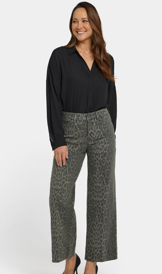 Teresa Wide Leg Pants - Vine Leaf Leopard Print