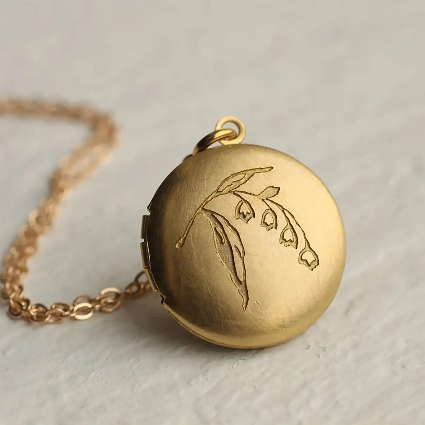Botanical Engraved Locket Necklace