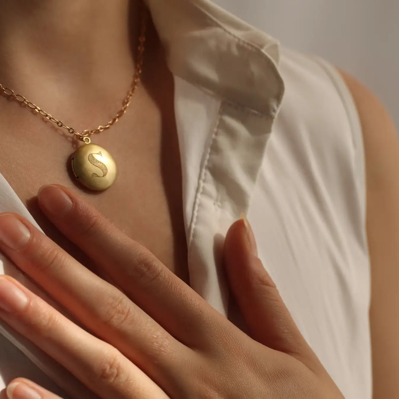 Botanical Engraved Locket Necklace