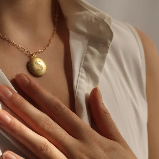 Botanical Engraved Locket Necklace