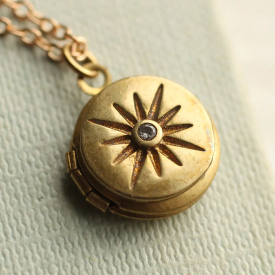Tiny Star Compass Locket Necklace