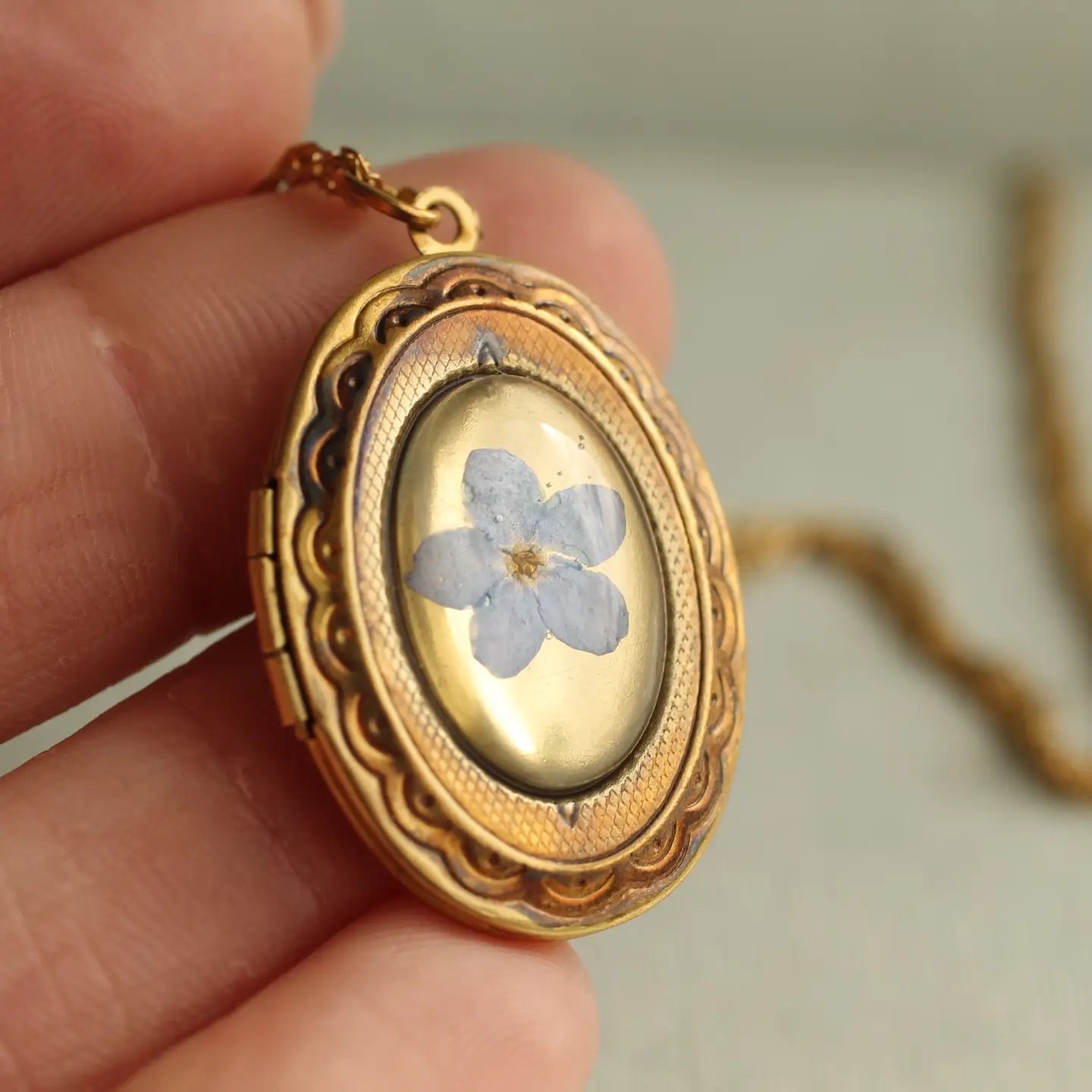 Forget-Me-Not Locket Necklace