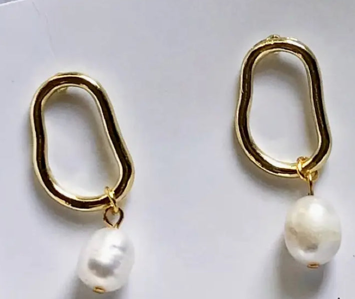 Abstract Pearl Stud Earrings