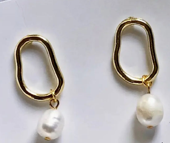 Abstract Pearl Stud Earrings