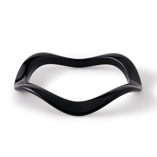 Wavy Polyresin Bangle Bracelet - Black