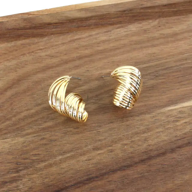 Multi-Row Twist Stud Earrings - Gold