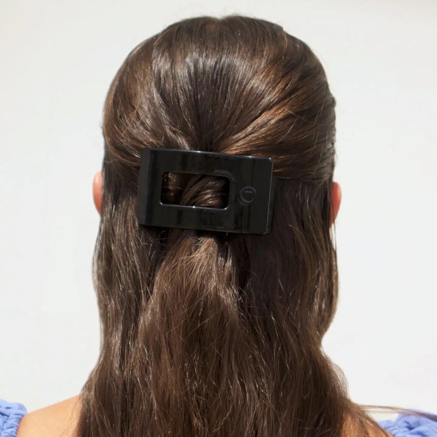 Flat Rectangle Hair Clip - Jet Black - Small