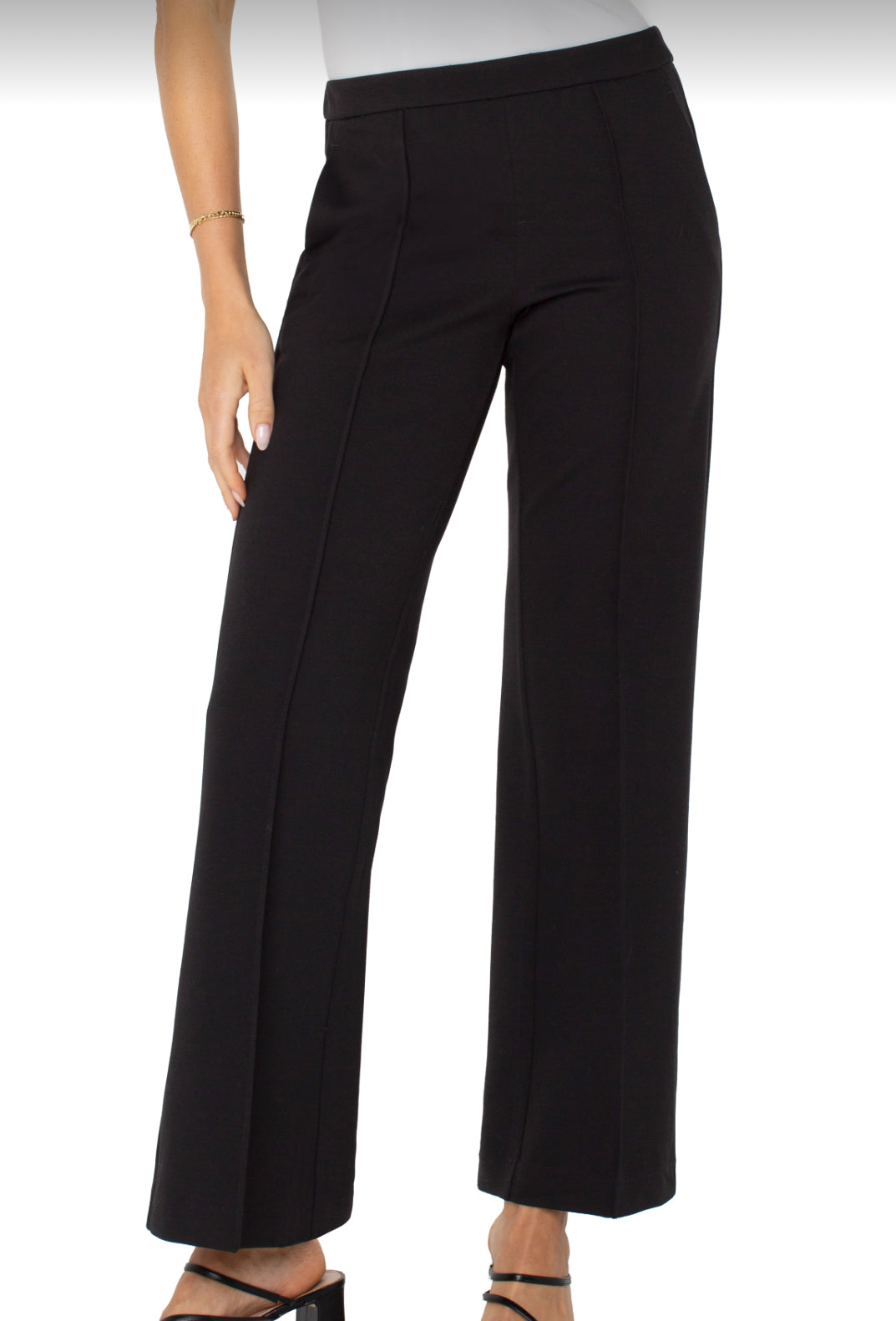Kayla Pull On Wide Leg Trousers - Black