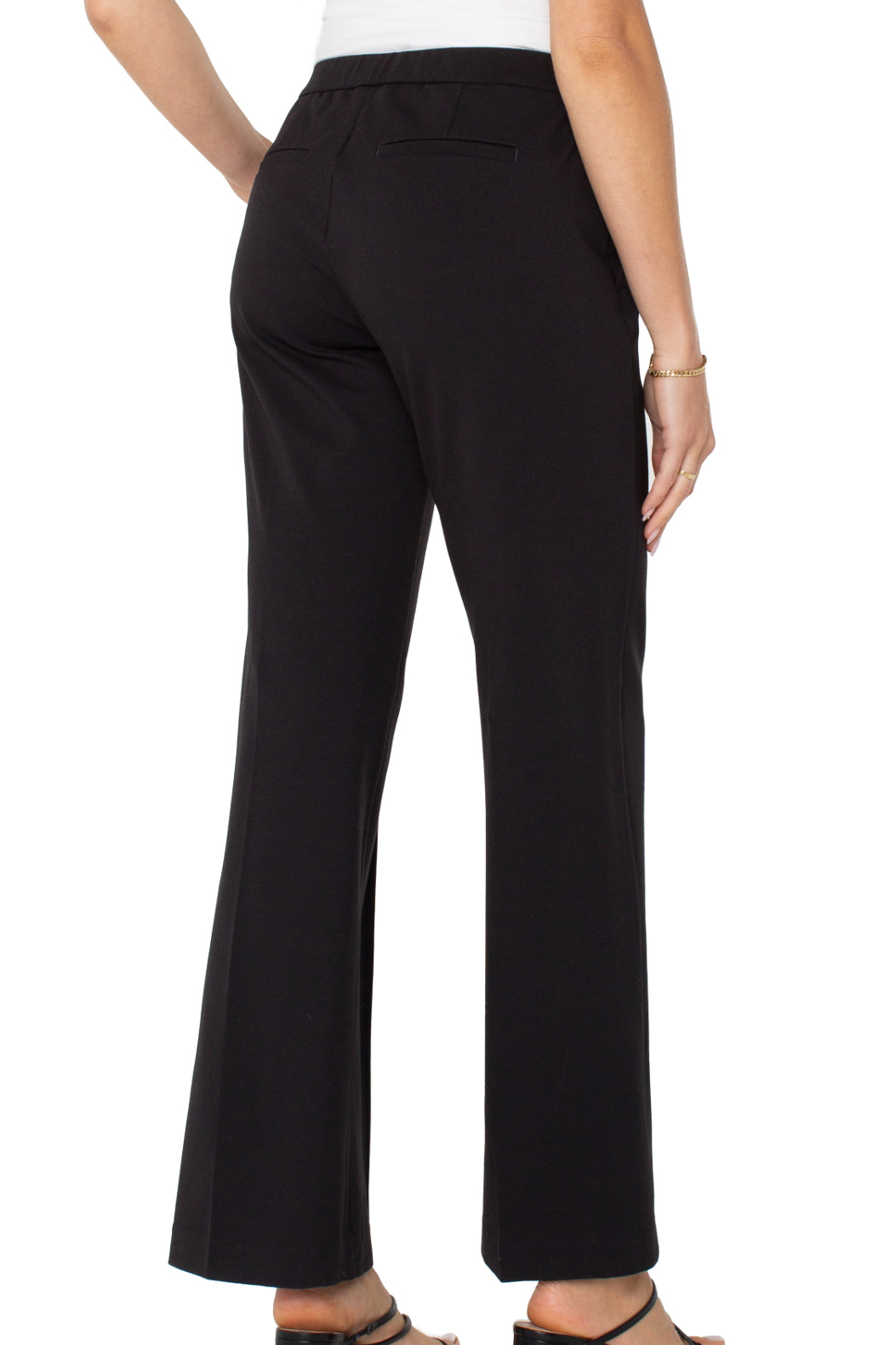 Kayla Pull On Wide Leg Trousers - Black