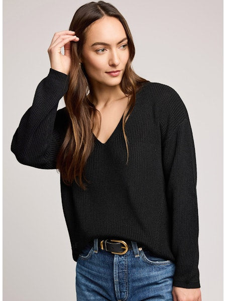 Tucker V-Neck Sweater - Black