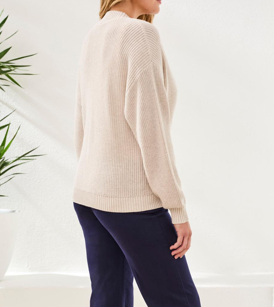 V-Neck Cardigan Sweater - Heather Canvas