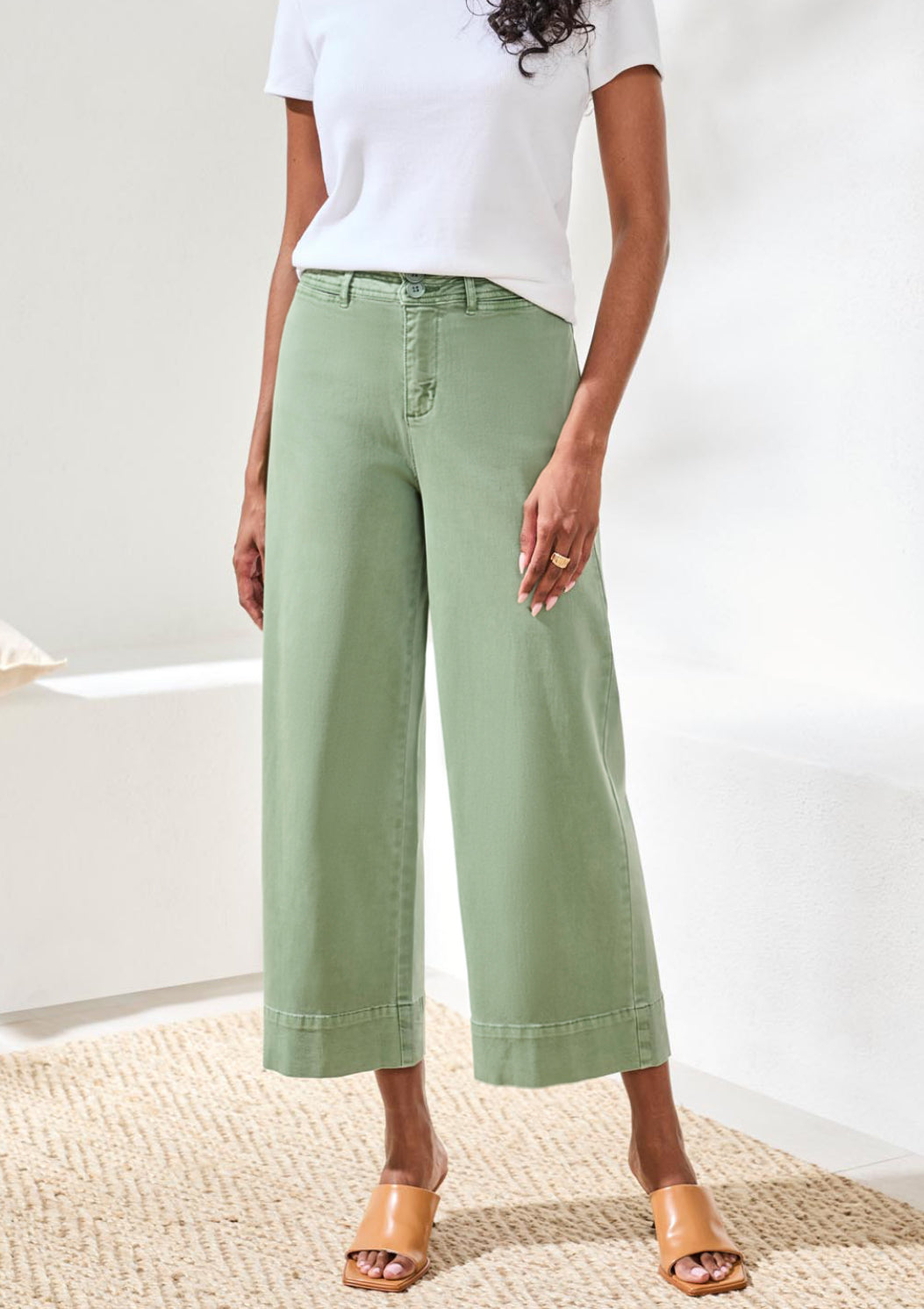 High Rise Palazzo Pants - Moss