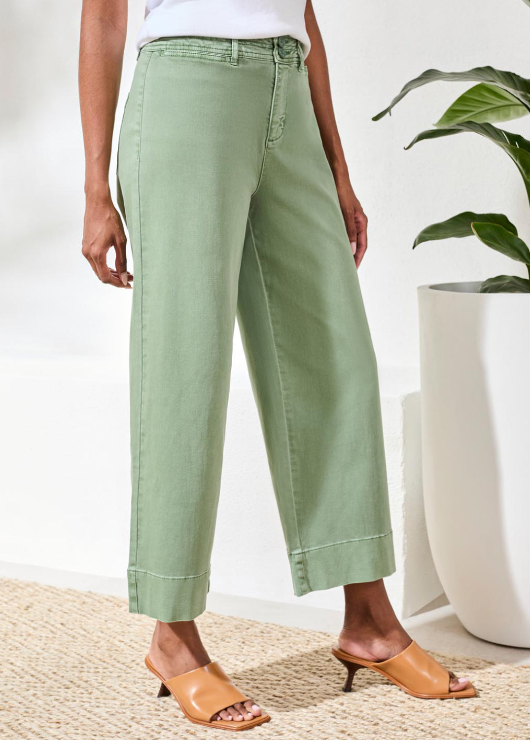 High Rise Palazzo Pants - Moss