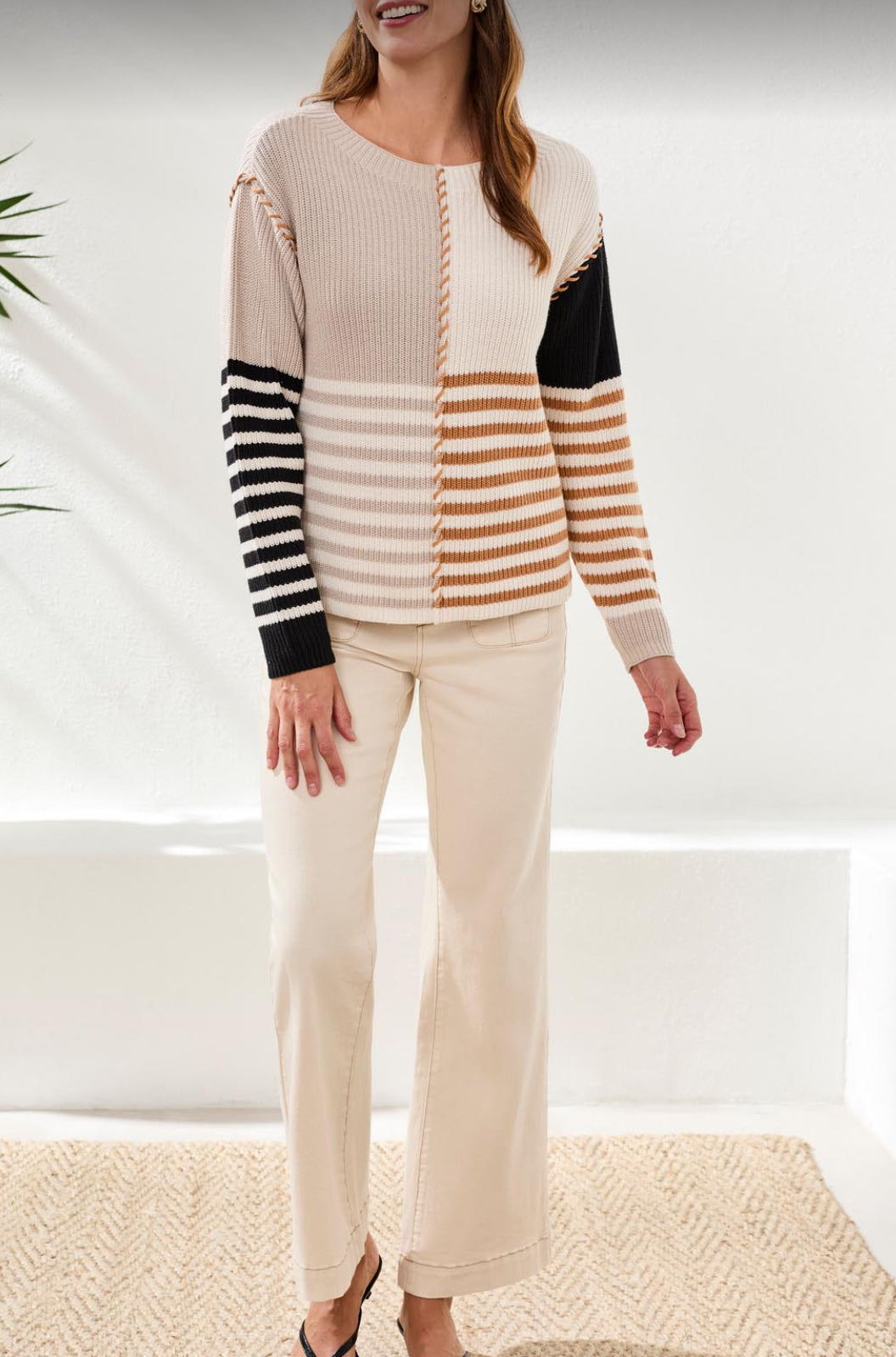 Multi-Stripe Color Block Sweater - Quartz