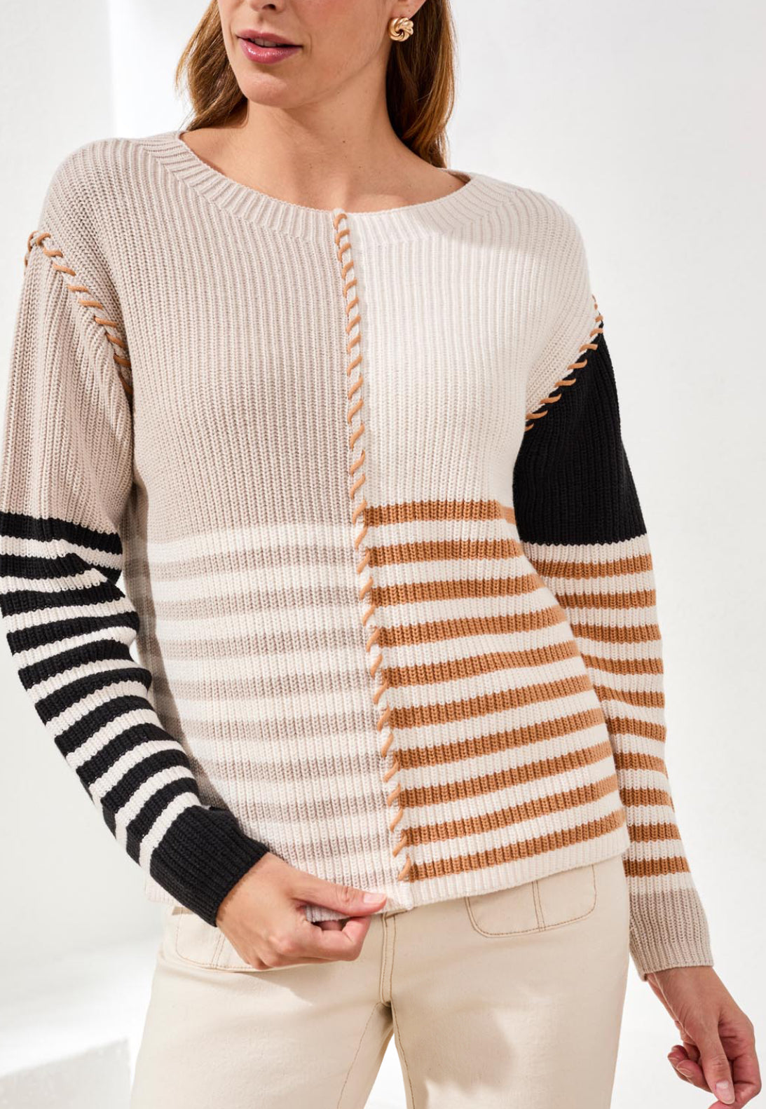 Multi-Stripe Color Block Sweater - Quartz