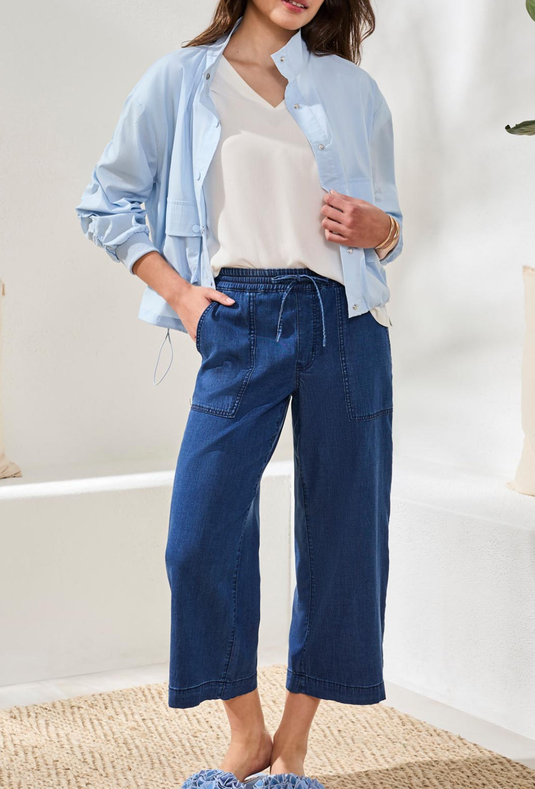 Audrey Wide Leg Cropped Jogger Pants - Sea Haven