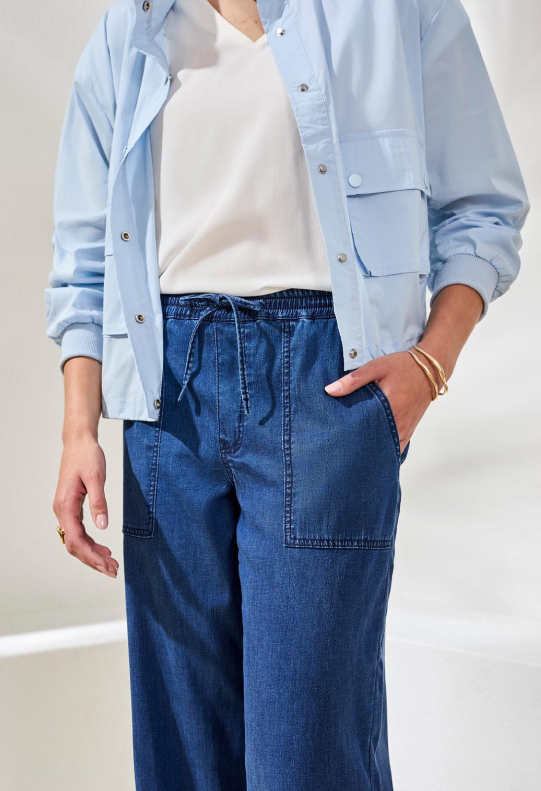 Audrey Wide Leg Cropped Jogger Pants - Sea Haven