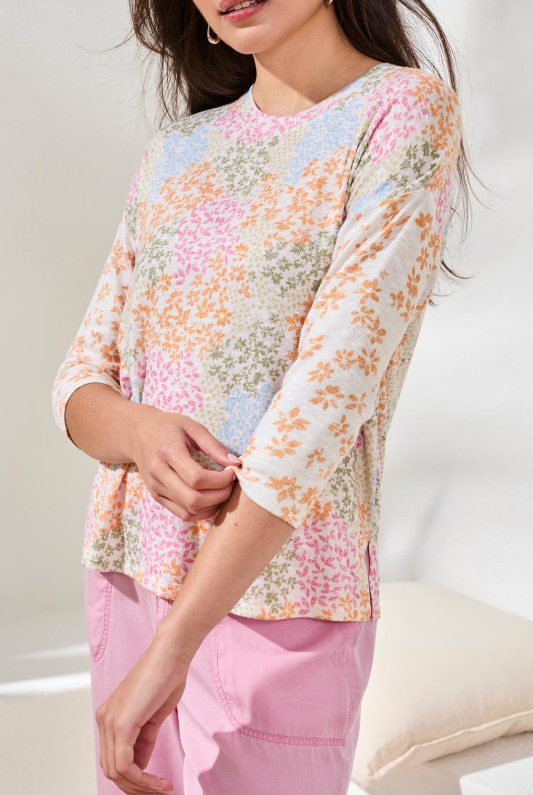 Crew Neck Print Top - Daffodil