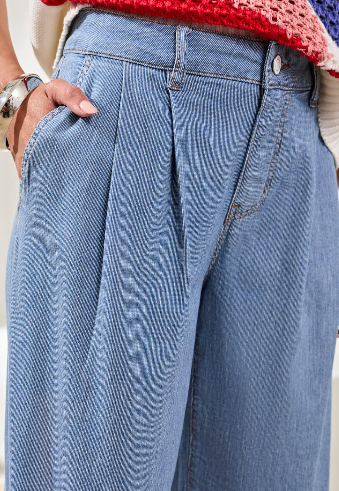 Audrey Pleated Wide Leg Pants - Baja Blue