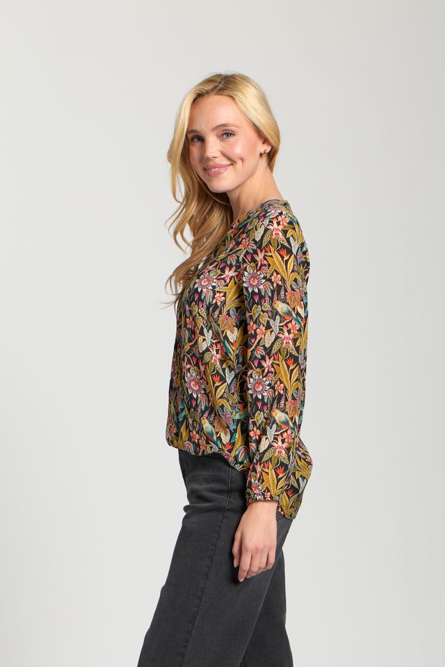 Long Sleeve Tie Front Top - Yellow Gold