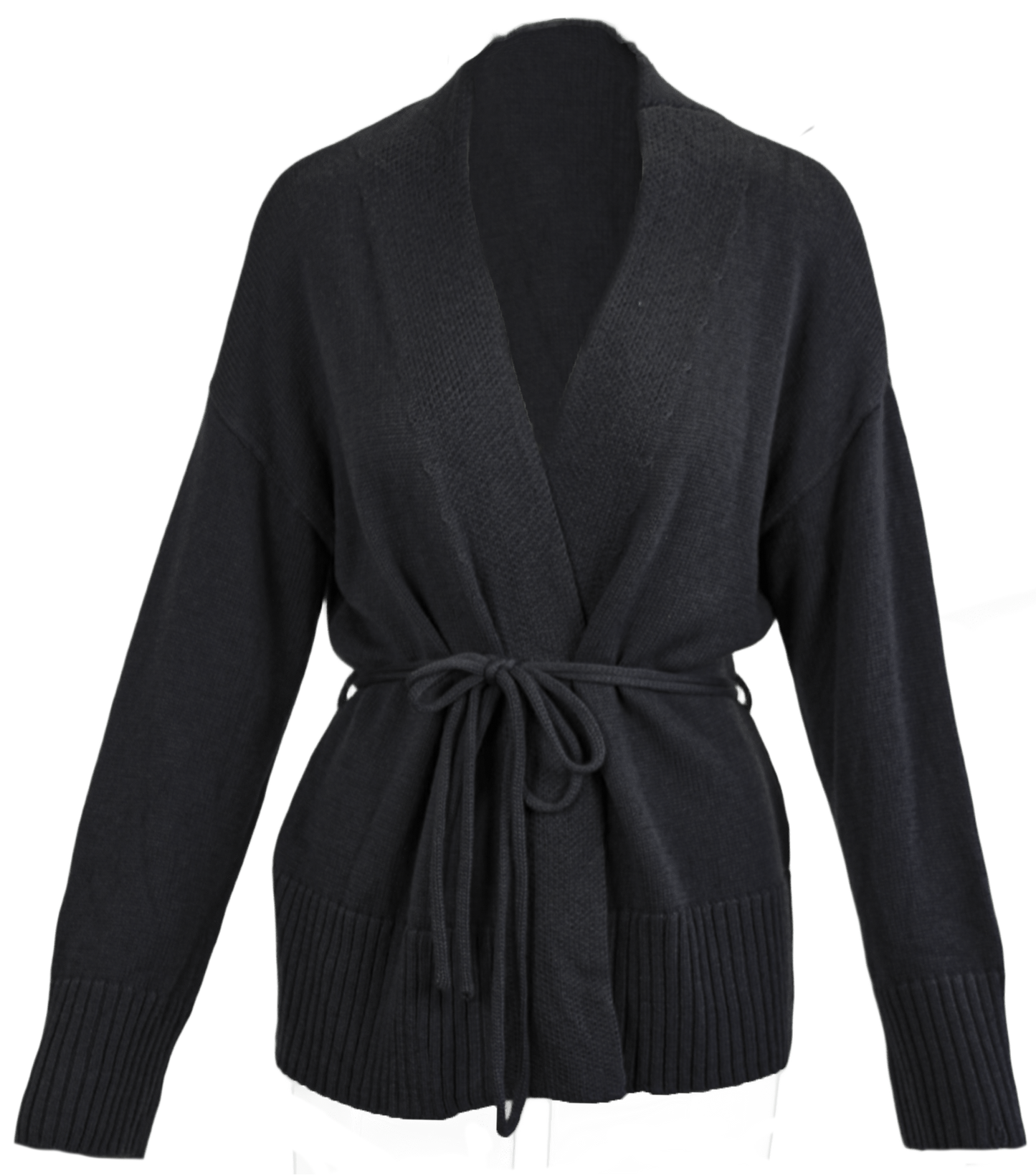 Cardigan with Tie Front - Black
