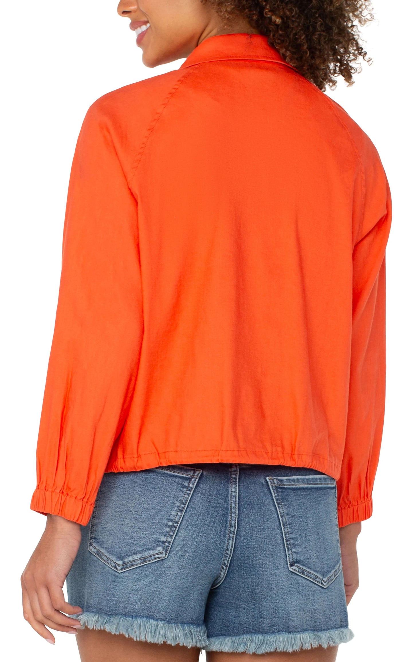 Trucker Jacket with Shirred Back Detail - Geranium