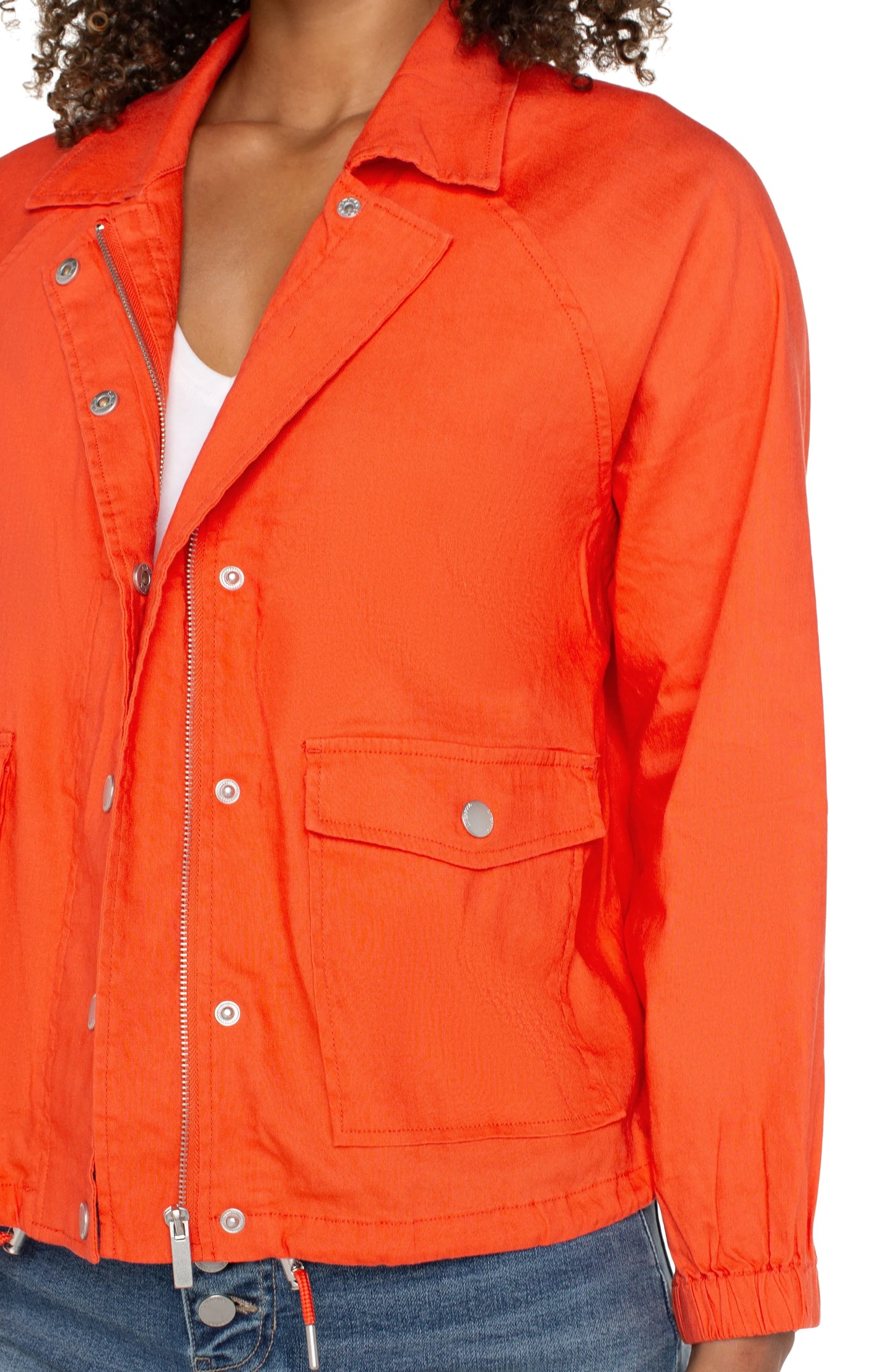 Trucker Jacket with Shirred Back Detail - Geranium