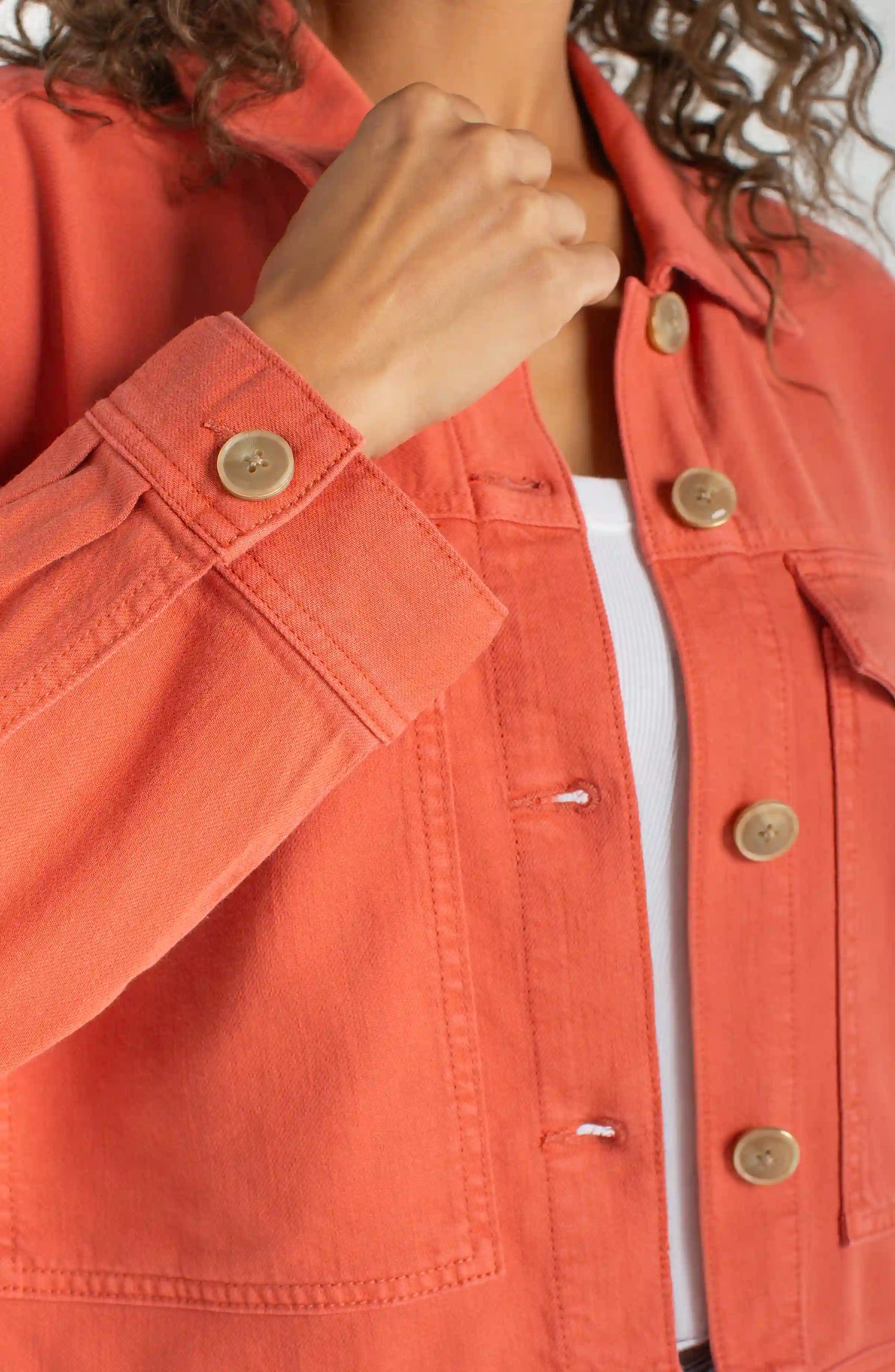 Oversized Cropped Denim Jacket - Red Clay
