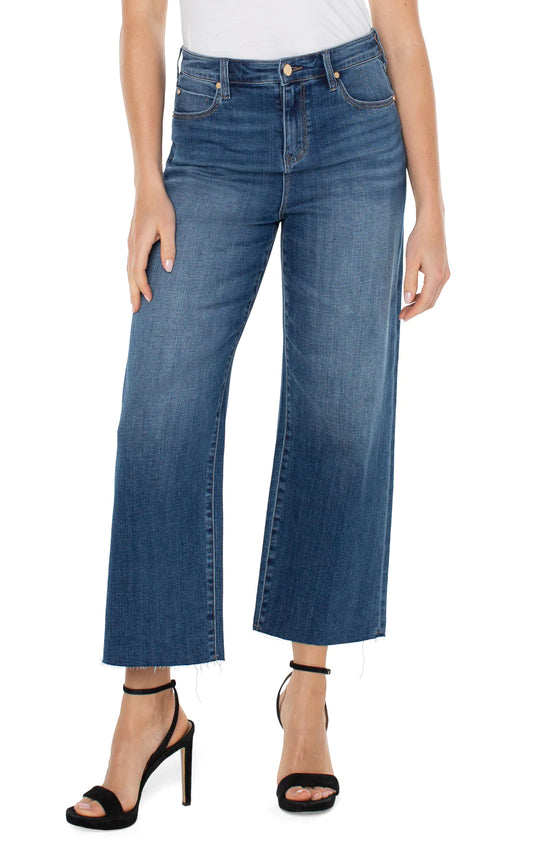 Stride High RIse Wide Leg Jeans with Cut Hem - Bowers