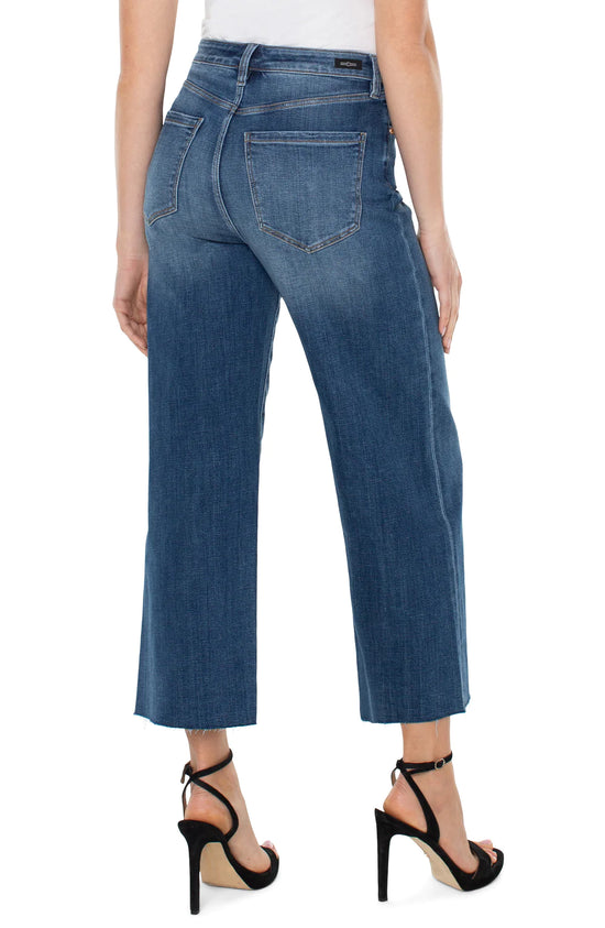 Stride High RIse Wide Leg Jeans with Cut Hem - Bowers