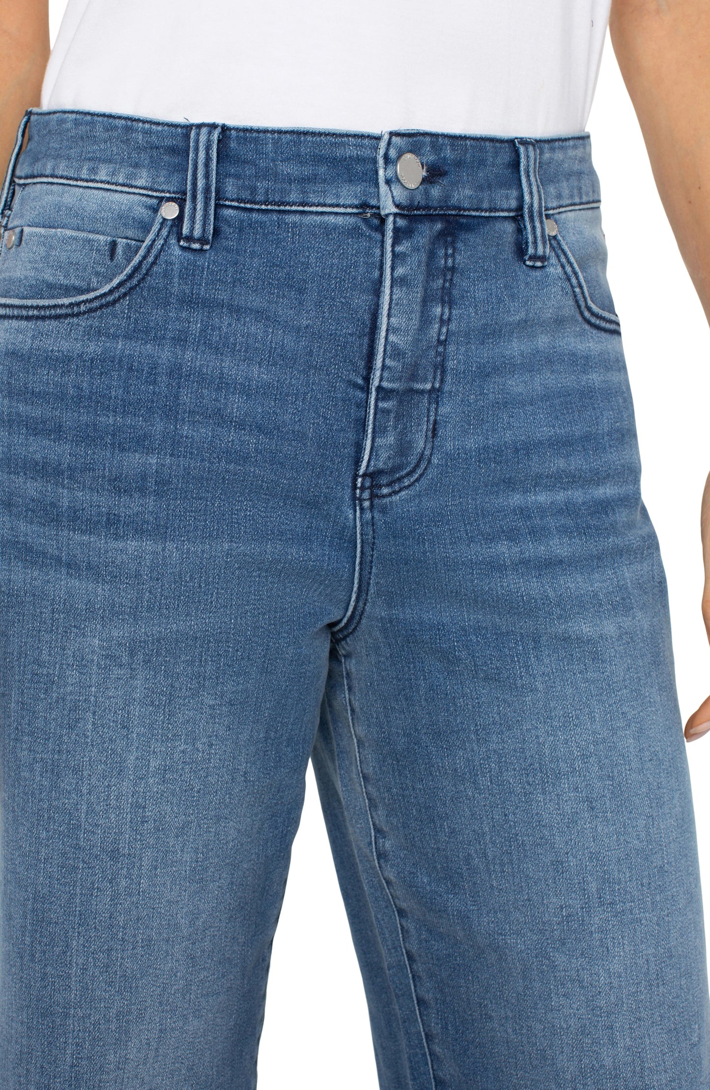 Stride High Rise Cropped Jeans with Cut Hem - Calabasas