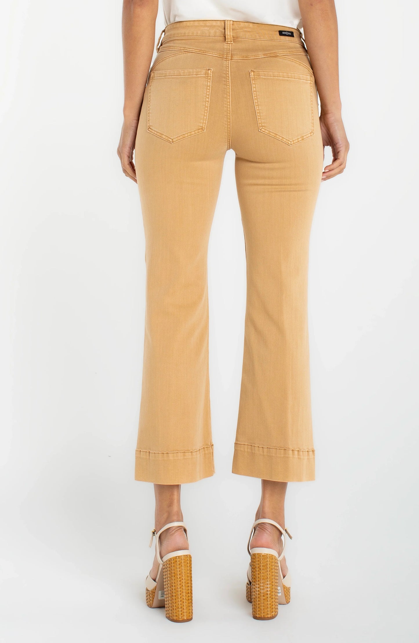 Hannah Cropped Flare Hugger Pants - Straw