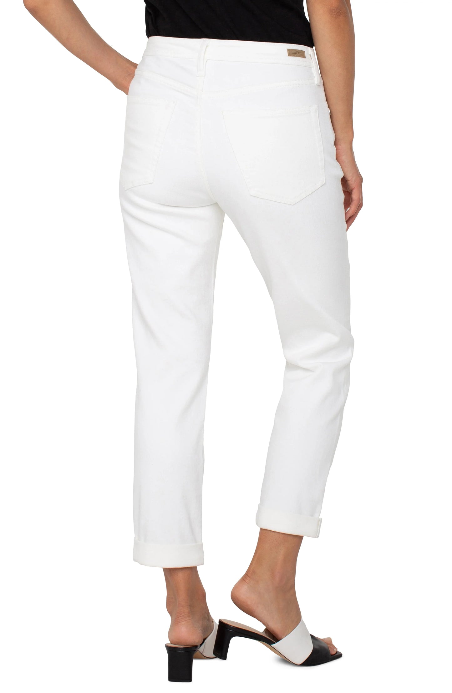 Keeper Boyfriend Pants with Rolled Cuff - Bright White