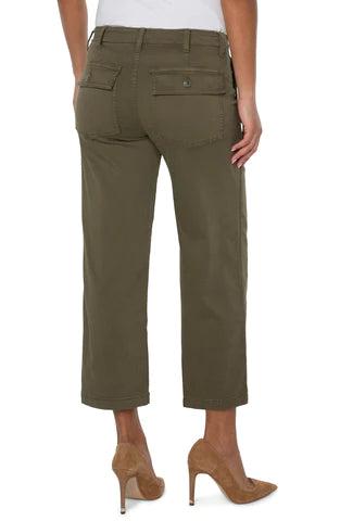 Load image into Gallery viewer, Cargo Wide Leg Cropped Pants - Myrtle Green

