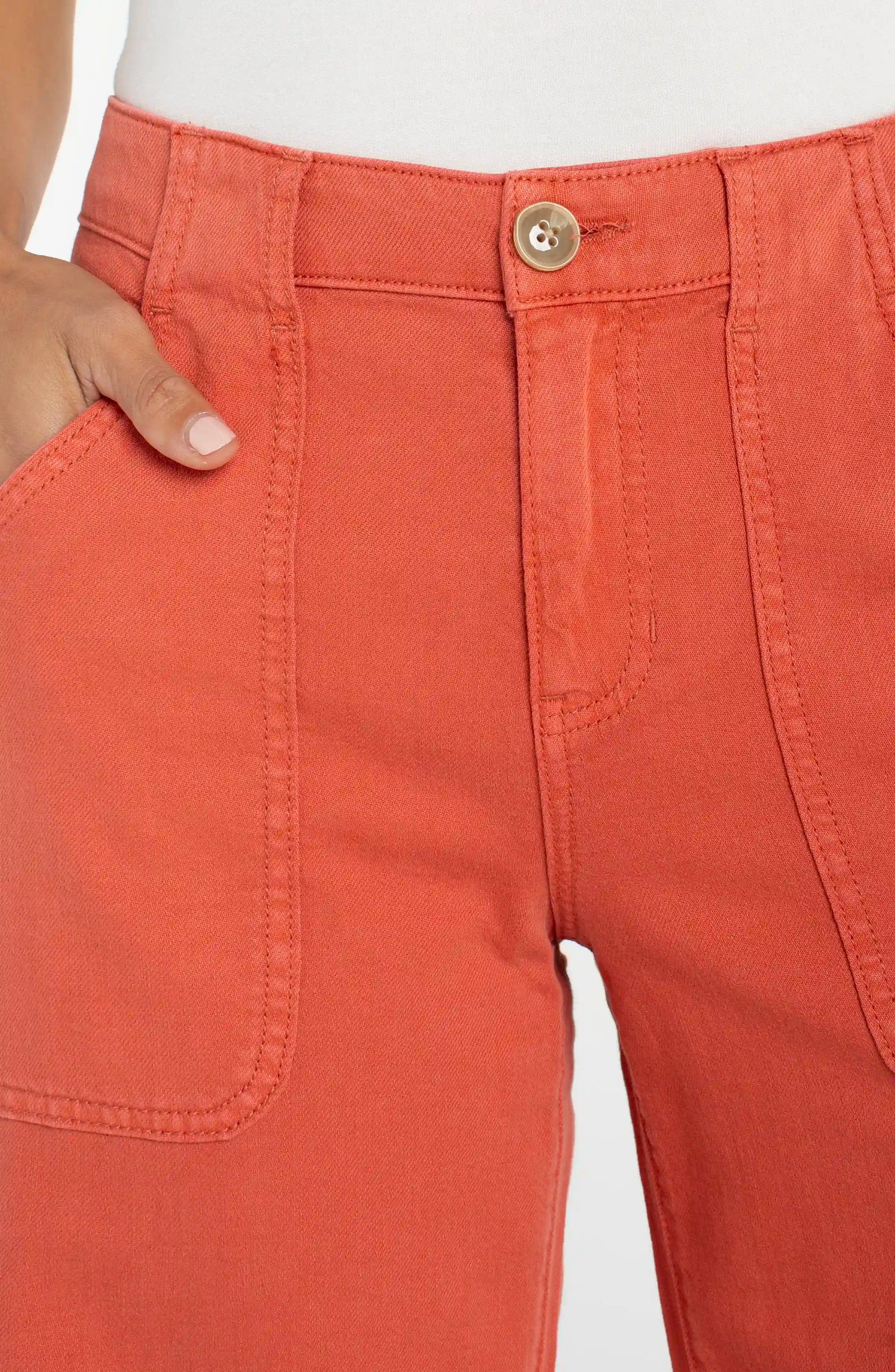 Stride Wide Leg Cropped Cargo Pants - Red Clay