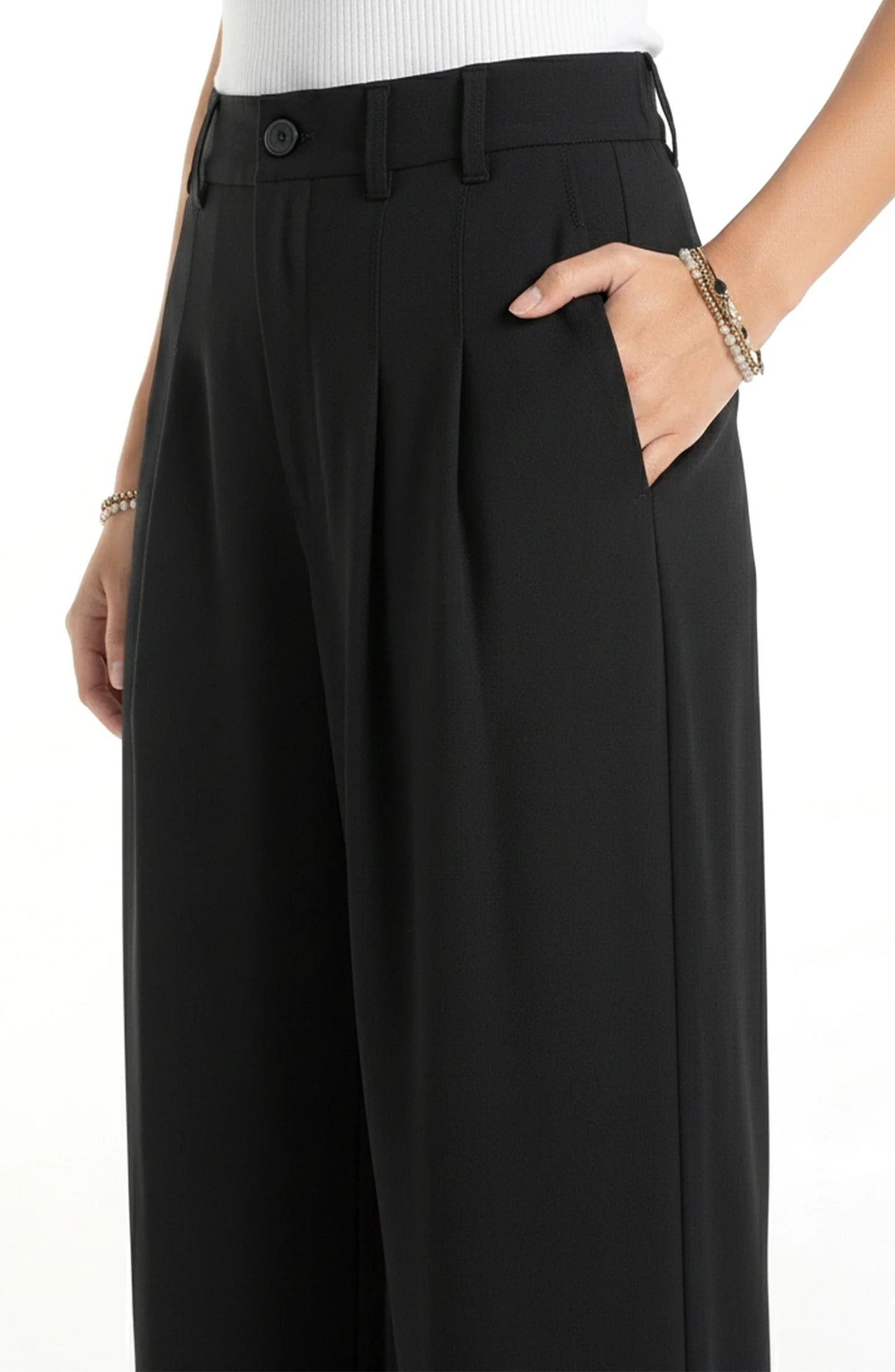High Rise Wide Leg Pants with Pleats