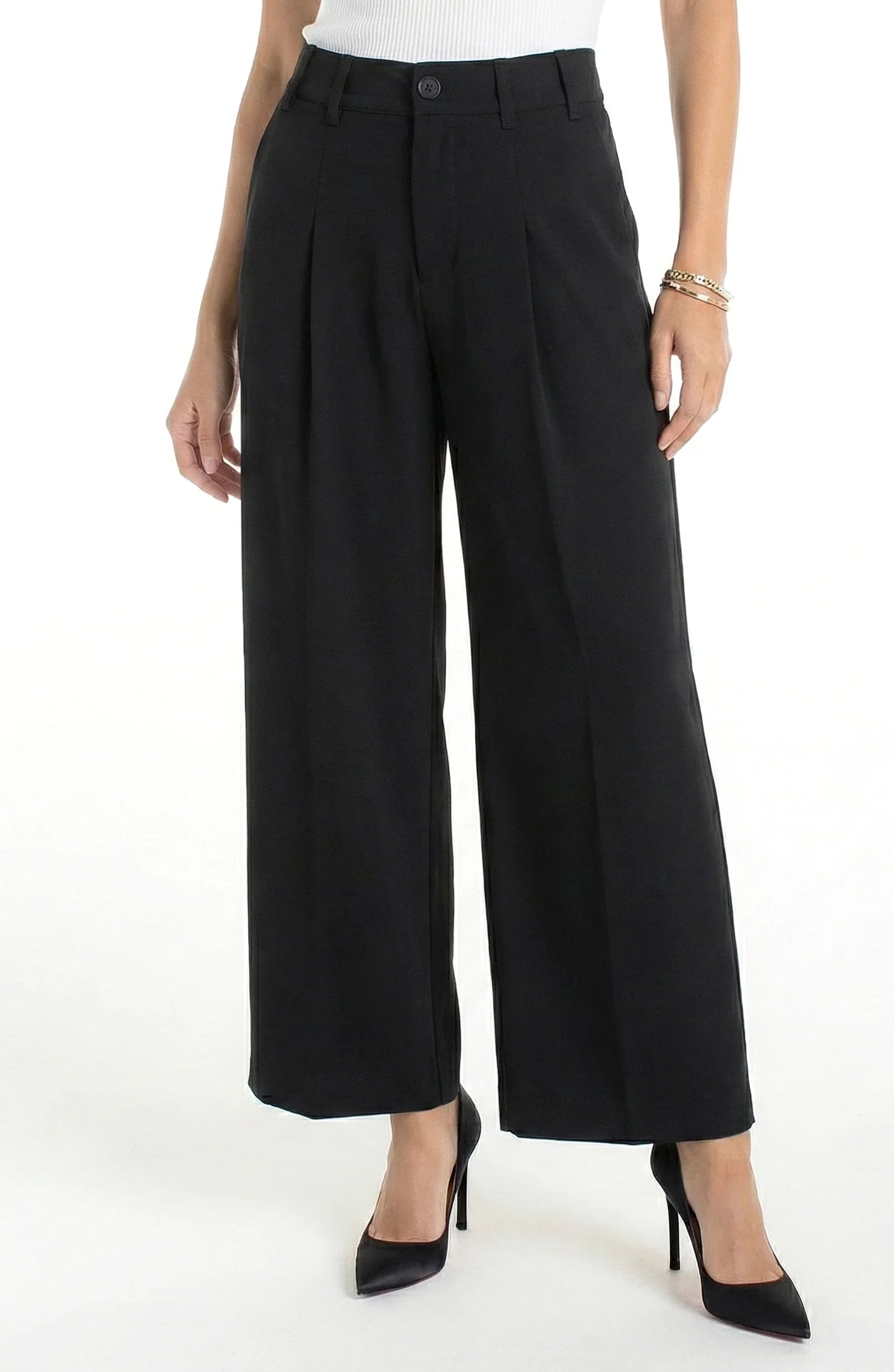 High Rise Wide Leg Pants with Pleats