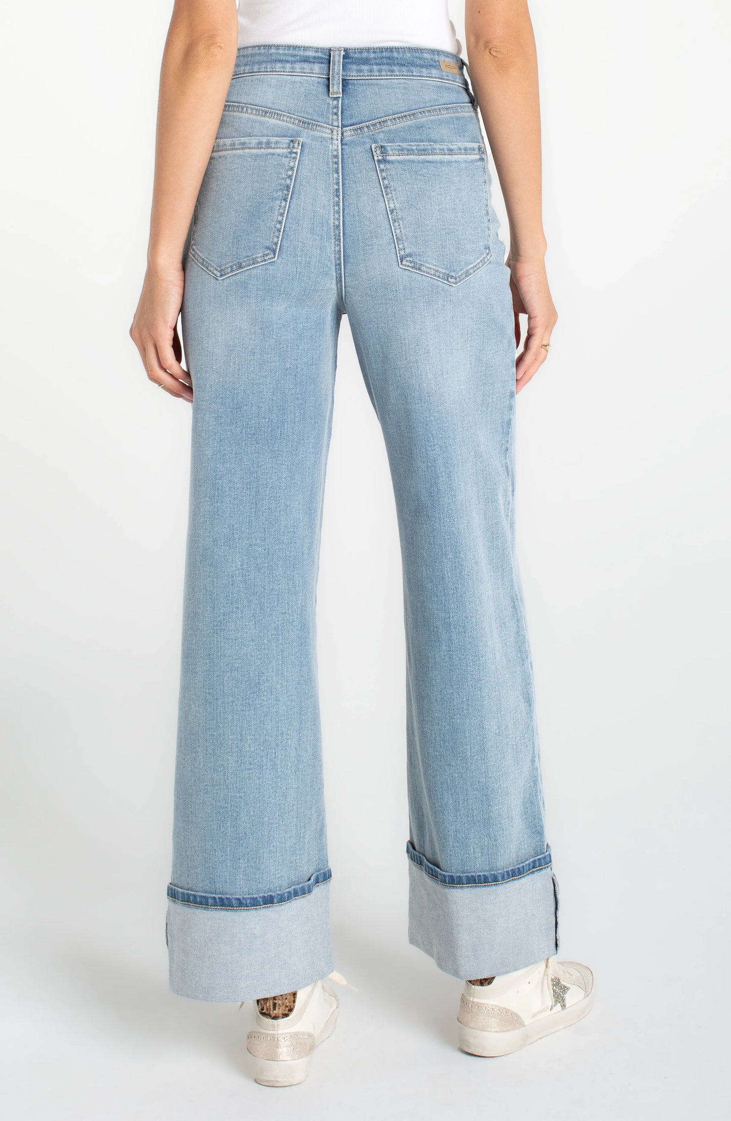 Morgan Wide Leg Jeans with Cuffs - Rincon Beach