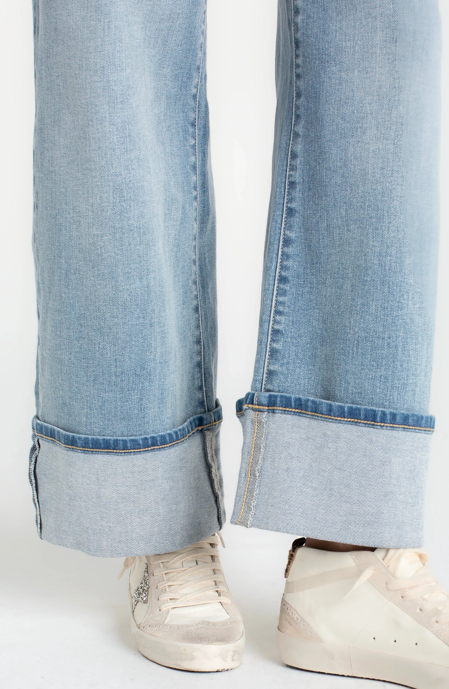 Morgan Wide Leg Jeans with Cuffs - Rincon Beach