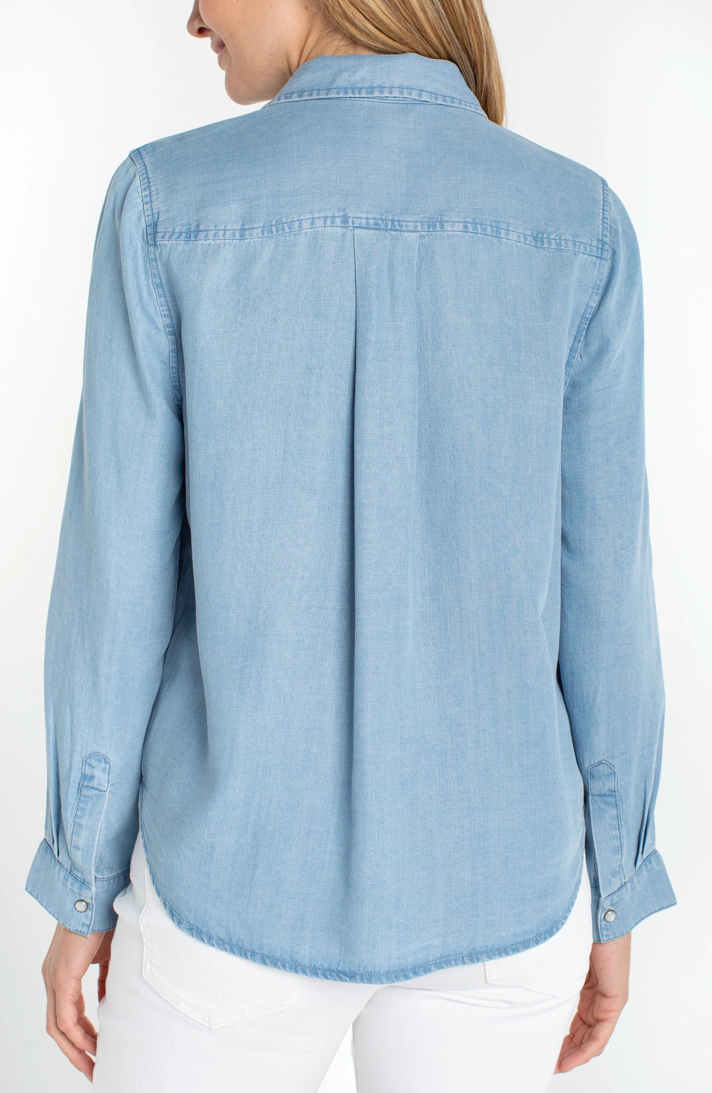 Button Front Top with Pockets - Malibu Light