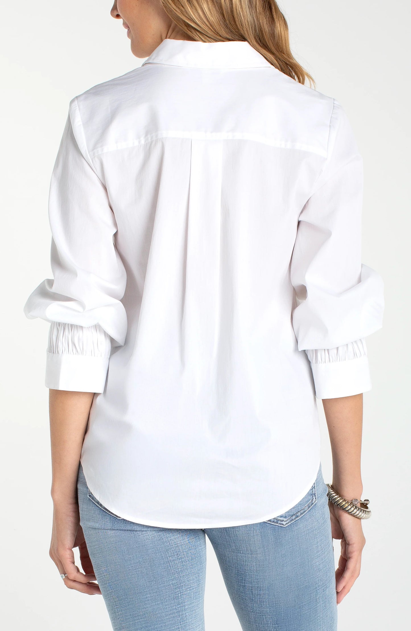 Long Sleeved Top with Adjustable Sleeves - White