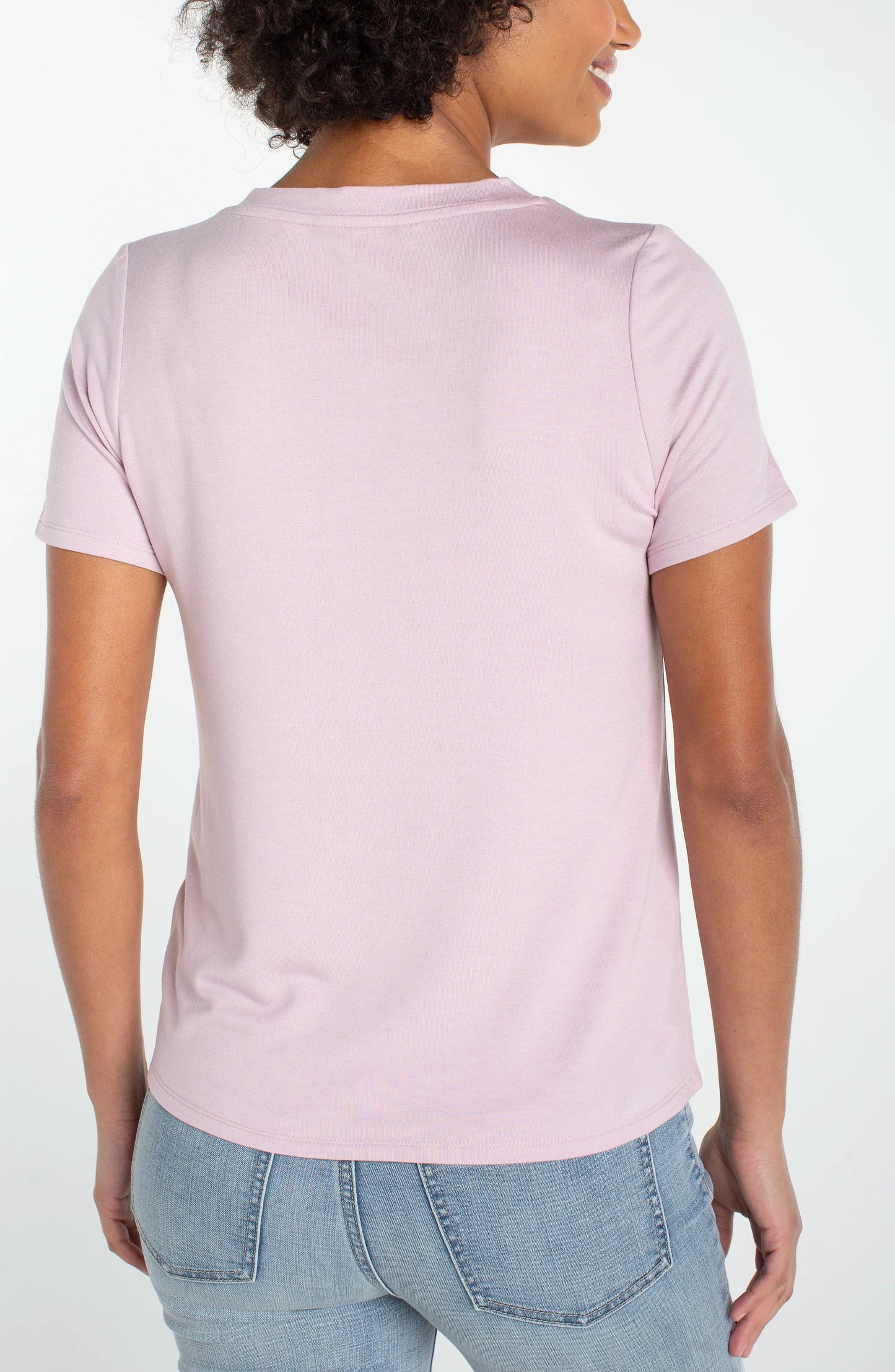 Short Sleeved V-Neck Tee - Lilac Shadow