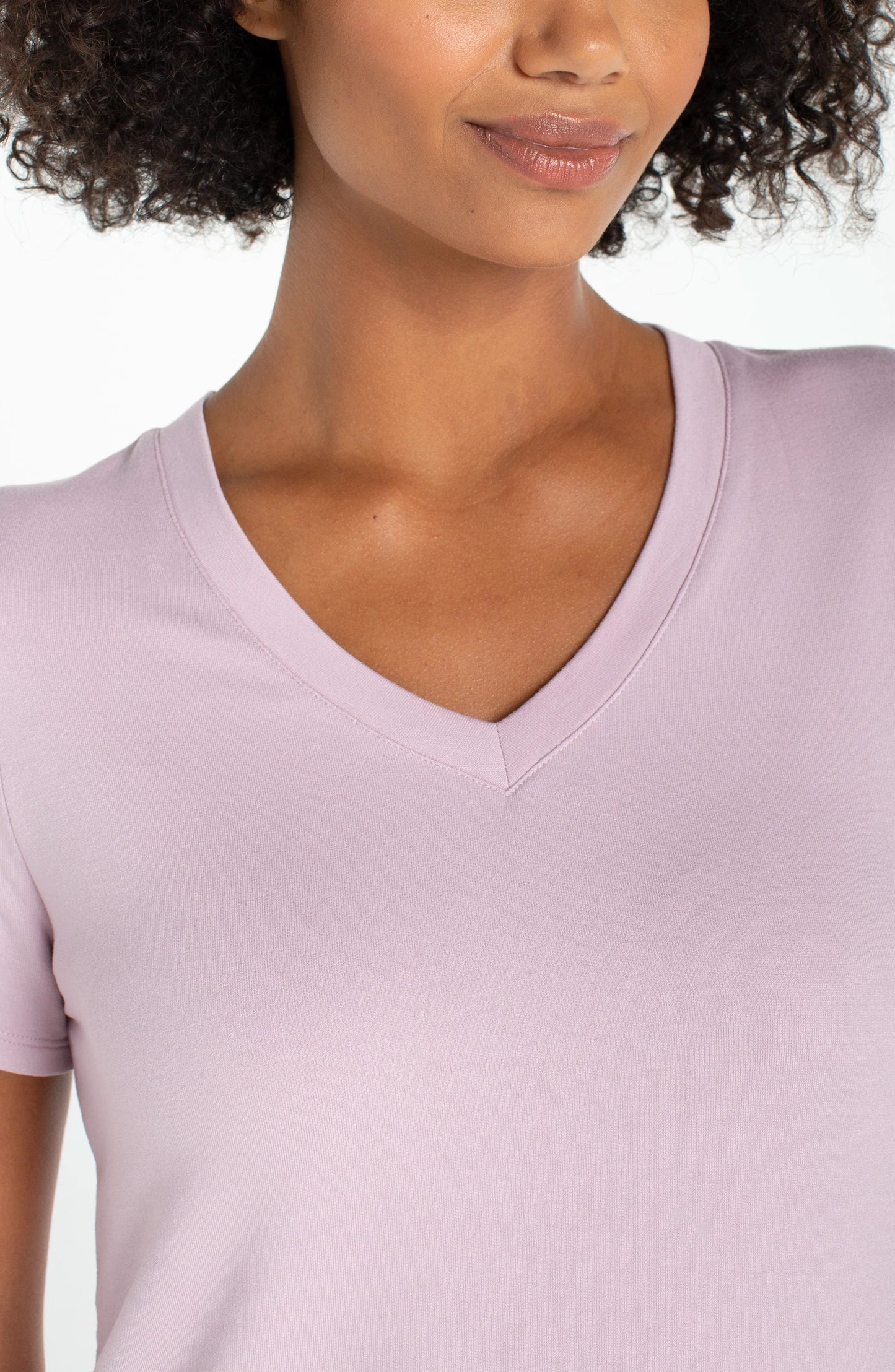 Short Sleeved V-Neck Tee - Lilac Shadow