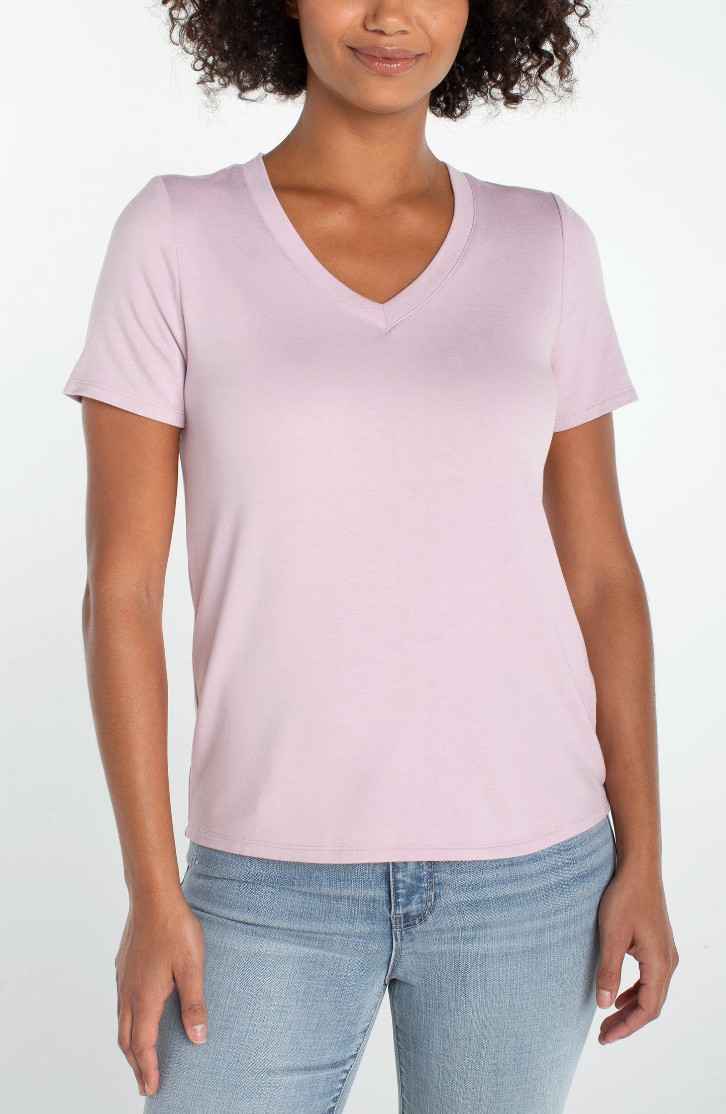 Short Sleeved V-Neck Tee - Lilac Shadow
