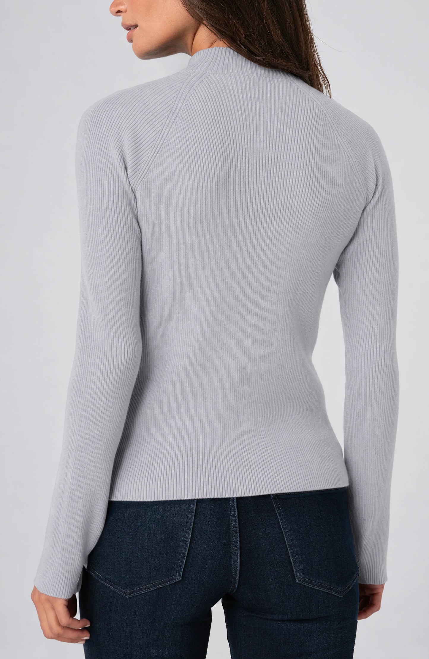 T-neck Sweater - Light Heather Grey