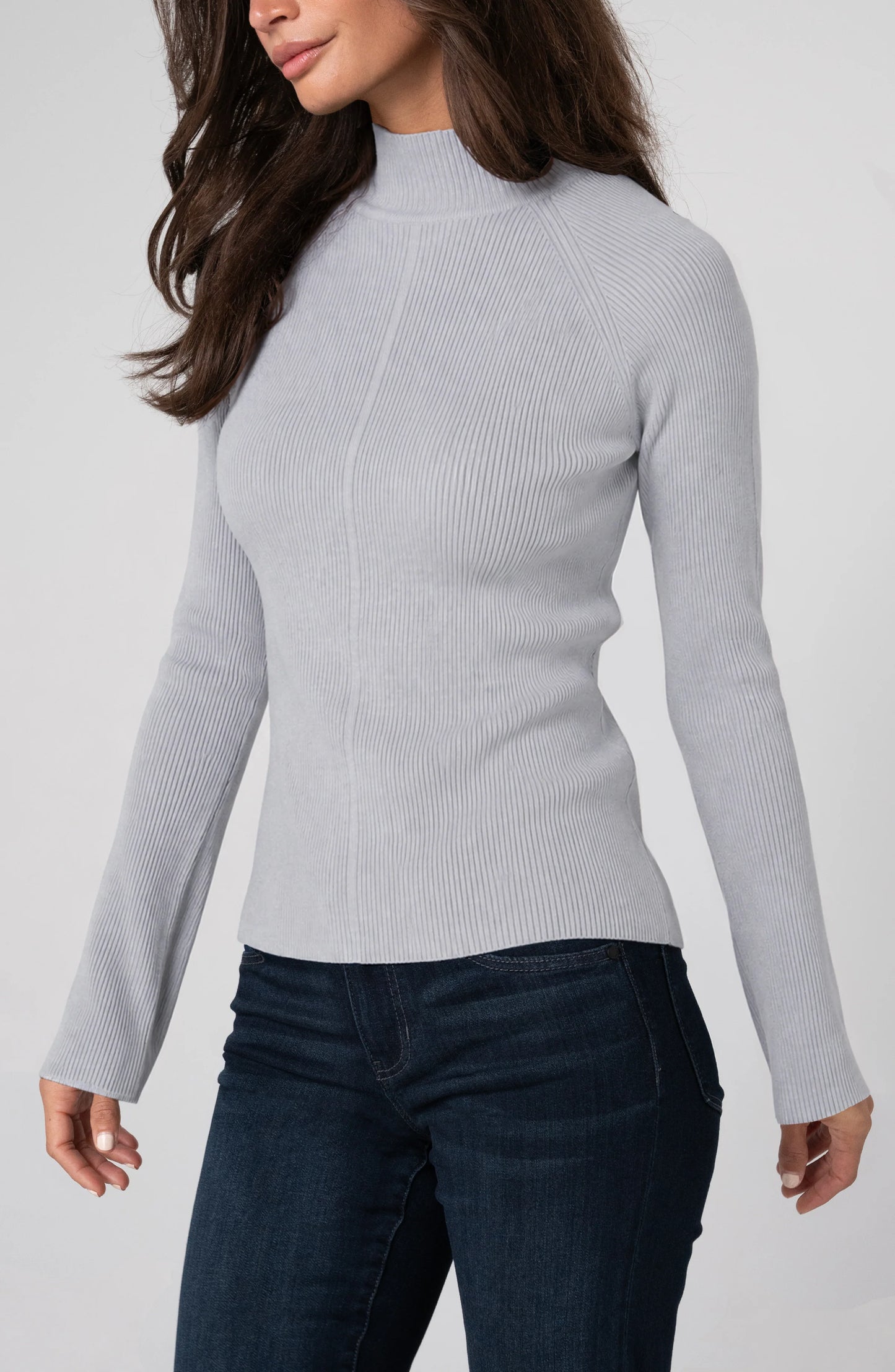 T-neck Sweater - Light Heather Grey