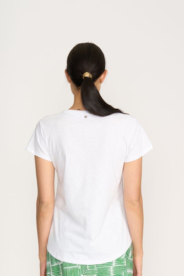 Short Sleeved V-Neck Tee - White
