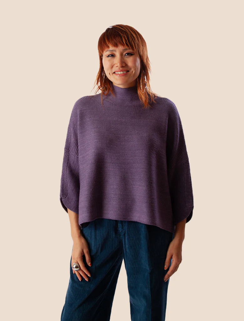 Load image into Gallery viewer, Turtleneck Tunic Top with Side Slits - Vintage Violet
