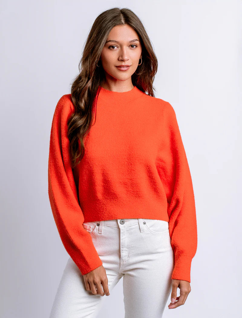 Cararra Solid Color Sweater - Orange Flame